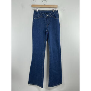 Womans Excellent Condition Flared Leg Blue Jeans Stretch Size 27 0178/A-5